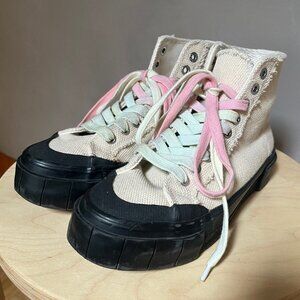 GOOD NEWS London Juice cream canvas hi-top sneakers